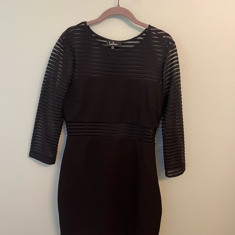 Lulu's Black Striped Sleeve Dress